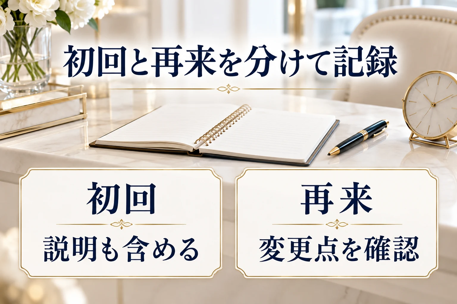 初回と再来を分けて時間を記録する