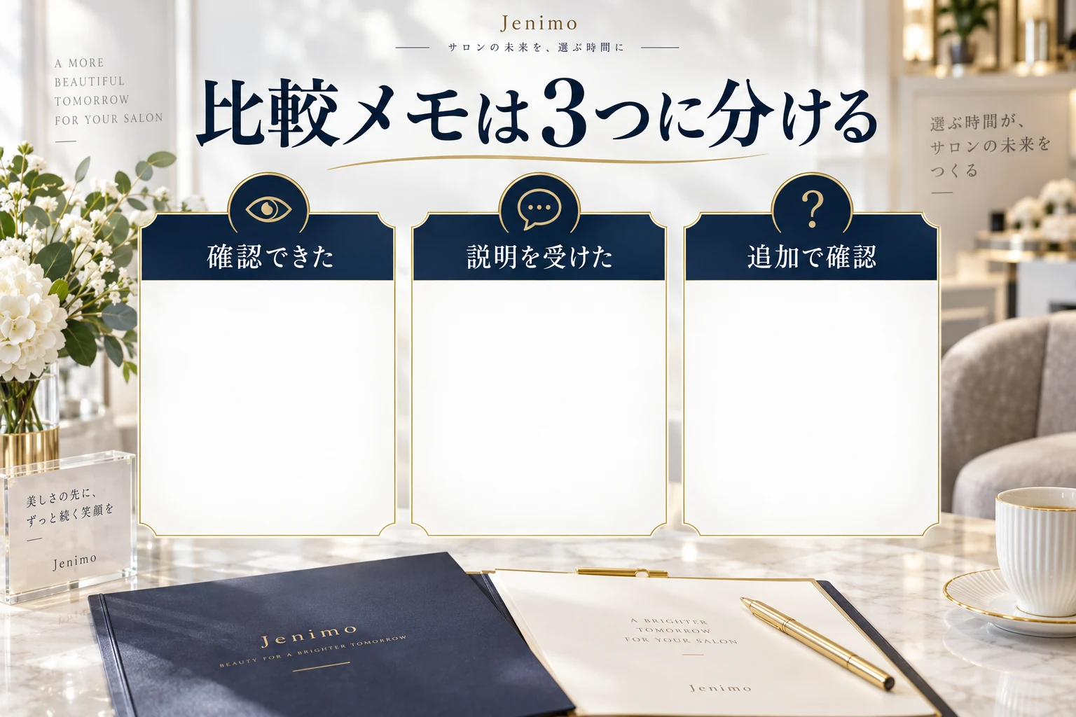 比較メモは確認できたこと・説明を受けたこと・追加で確認することに分ける