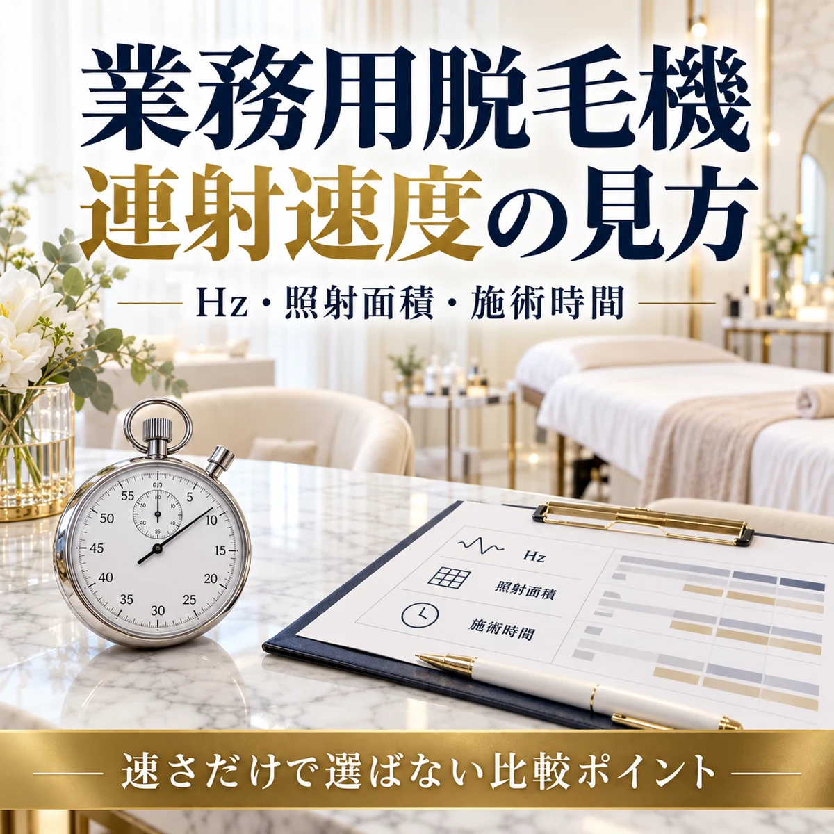業務用脱毛機の連射速度・Hzを、照射面積と施術時間から比較するガイド