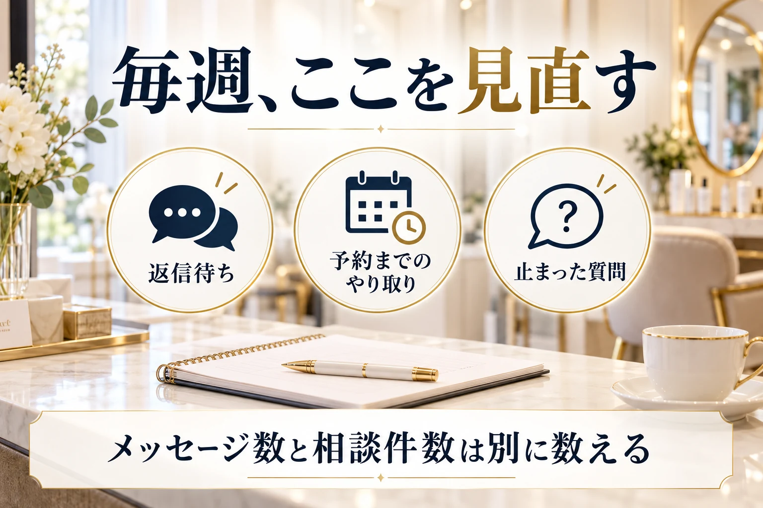 返信待ち・予約までのやり取り・止まった質問を毎週見直す